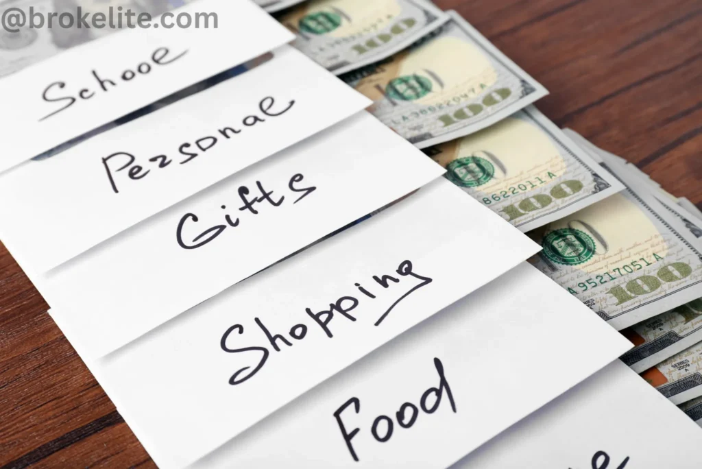 Student using cash envelope budget system
