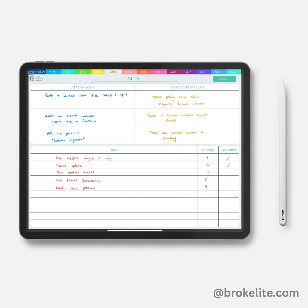 Student digital budget planner on tablet