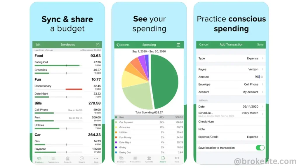 Goodbudget app envelope method for student budget