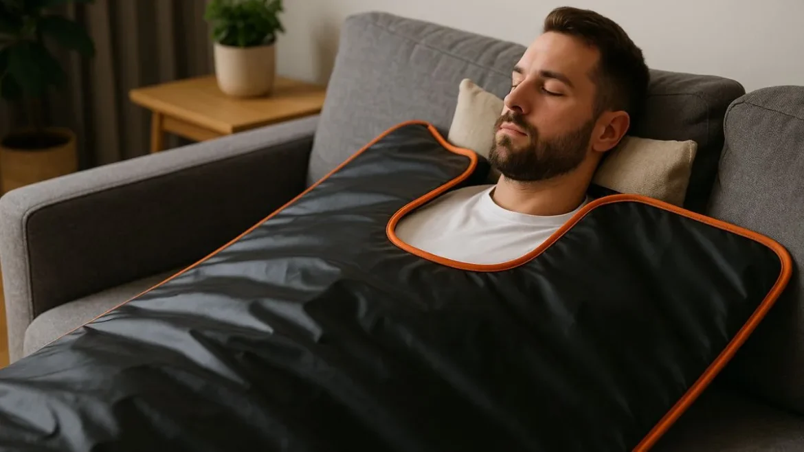 infrared sauna blanket benefits, at-home sauna 2025, men’s recovery tools, lazy biohack, infrared detox, sleep and stress relief, red light recovery, at-home wellness trend