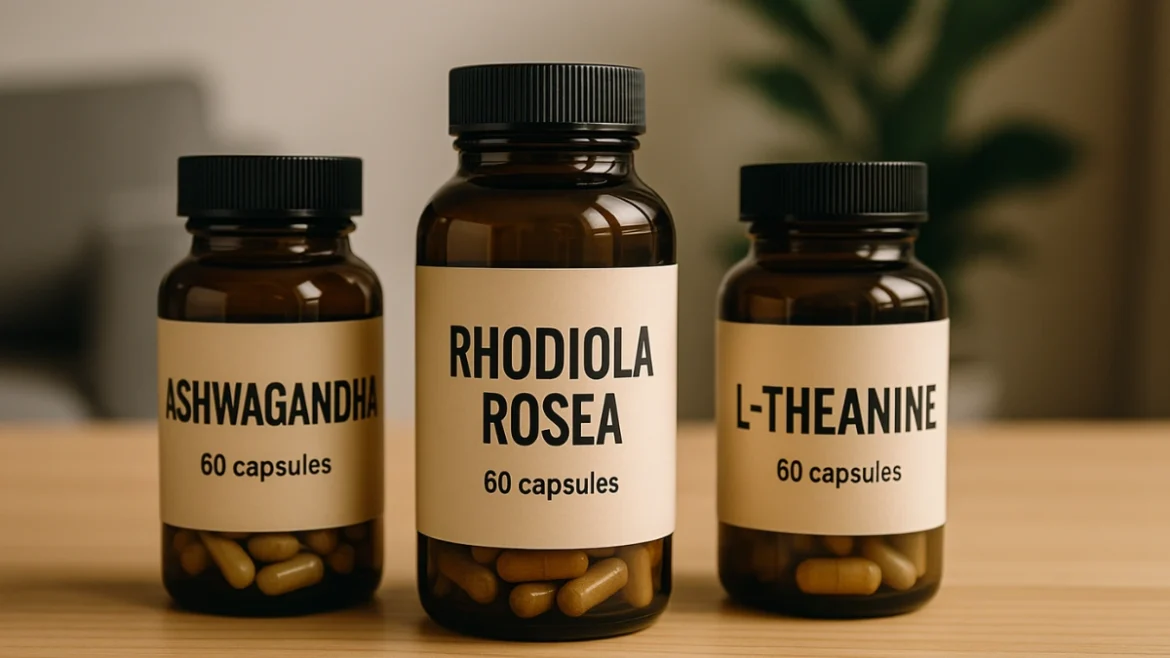 adaptogen stack, ashwagandha rhodiola benefits, natural energy supplements for men, stress relief adaptogens, men’s focus supplements, L-theanine calm energy, biohacking herbs, adaptogens for performance