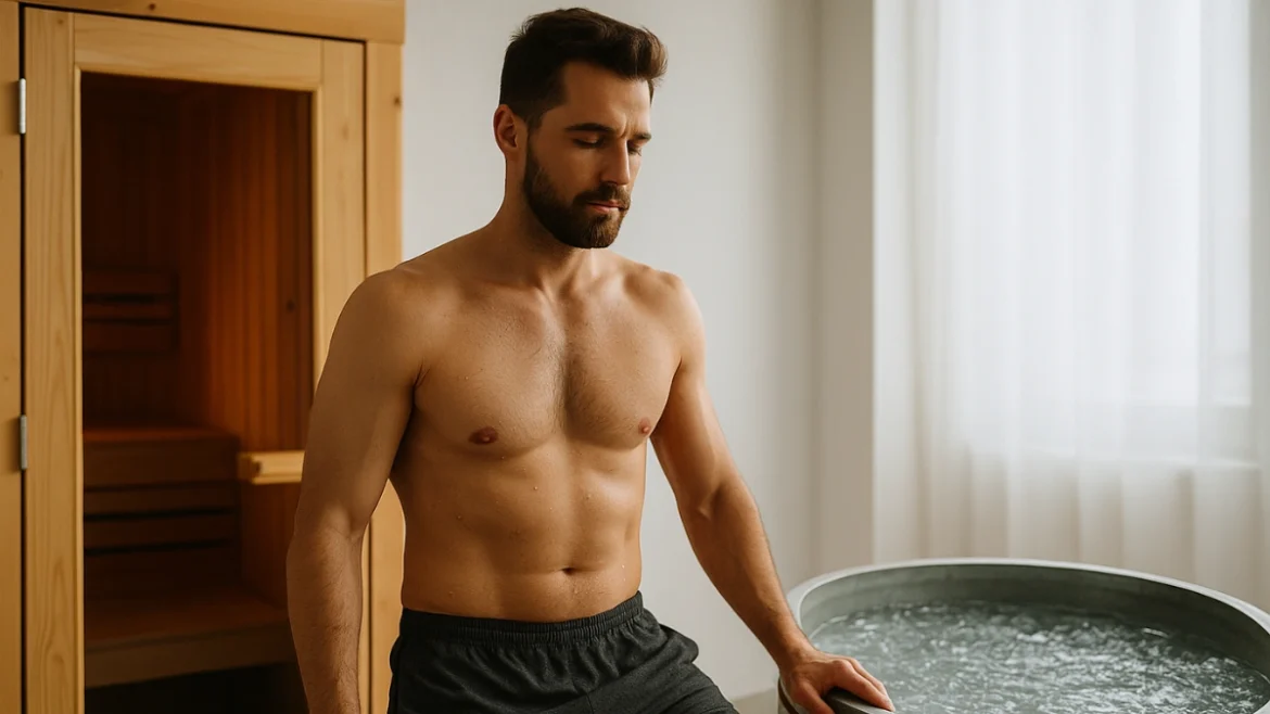 cold plunge sauna benefits, contrast therapy men, winter biohacking, sauna and ice bath recovery, hot cold therapy routine, men’s wellness trend 2025, dopamine cold exposure, recovery biohack