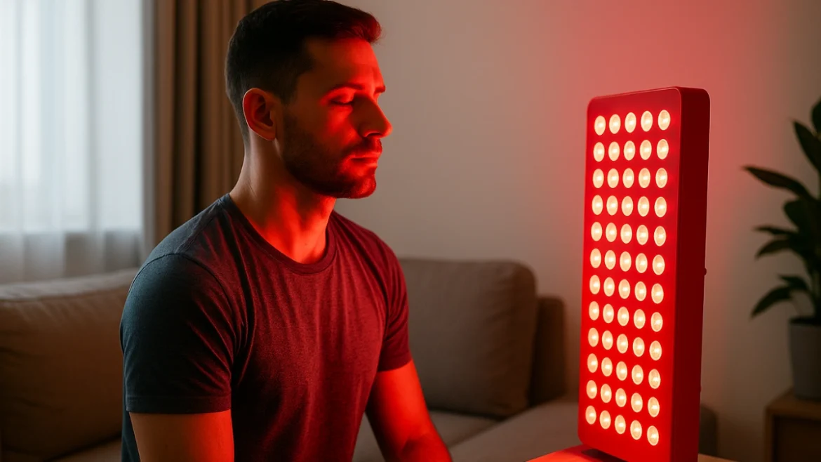 red light therapy men, infrared light recovery, at-home red light panel, men’s energy biohacks, light therapy benefits, muscle recovery biohack, red light therapy 2025, natural energy tools